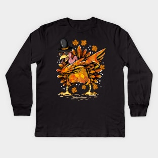 Happy Thanksgiving Turkey Dinosaur Turkey Turkey Thanksgiving Kids Long Sleeve T-Shirt